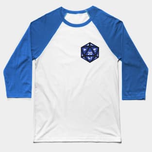 (Pocket) Blue D20 dice (White Outline) Baseball T-Shirt